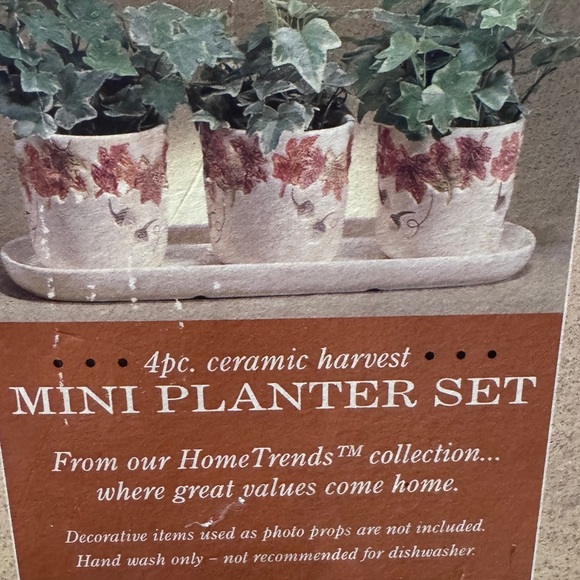 Home Trends Fall Theme 3 planters on matching dish all Ceramic - Vintage - Picture 1 of 6
